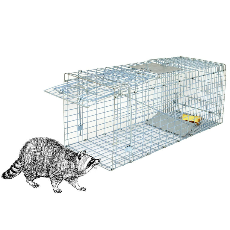 HomGarden 32inch Humane Live Animal Trap Cage, Steel Catch Bait Small  Animal Indoor Outdoor 