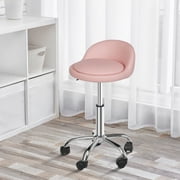 HomGarden 330lbs Pink Rolling Stool Adjustable Swivel Salon Stool W/Wheels & Back for Home Office