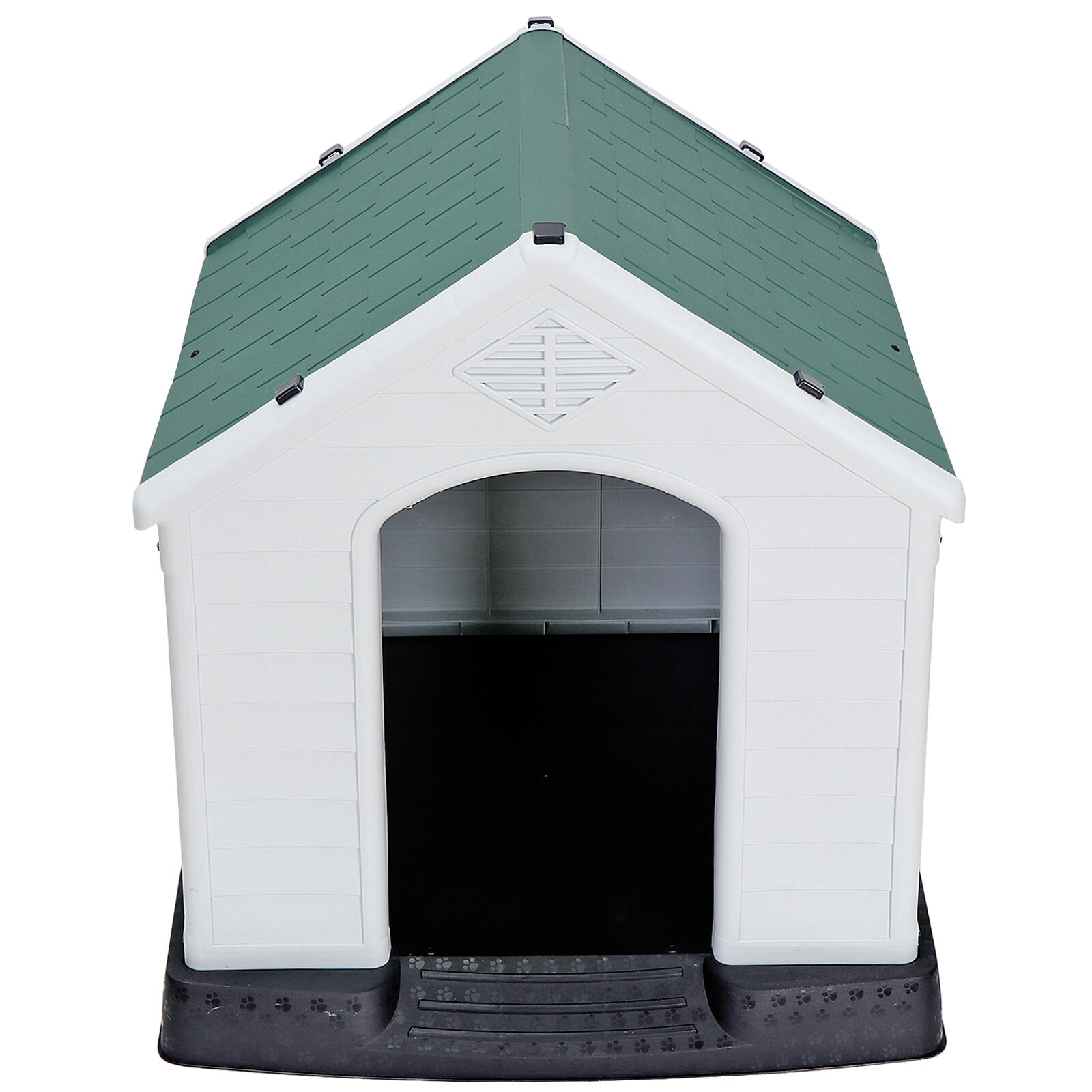 HomGarden 34”Wx32”H Plastic Dog House Waterproof Outdoor Puppy Shelter W/Air Vents, Green