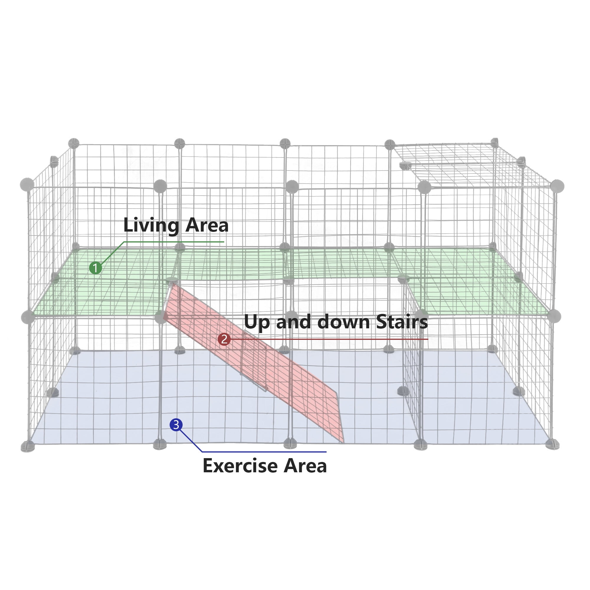 HomGarden 36 Panel DIY Pet Cage Playpen, Metal Mesh, w/ Ramp for Small