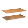 thumbnail image 1 of HomGarden 39.4" Modern Rectangle 2-Tier Coffee Table Wood Cocktail Table Home Office, Natural, 1 of 11