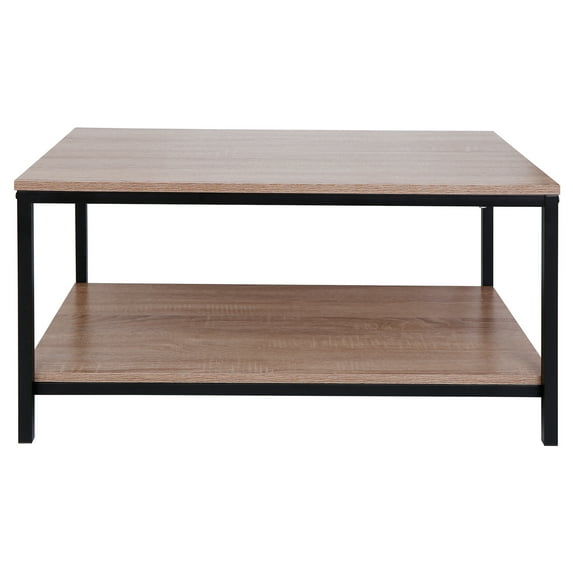 HomGarden 39.4" Modern Rectangle 2-Tier Coffee Table Wood Cocktail Table Home Office, Natural