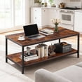 thumbnail image 1 of HomGarden 39.4" Modern Rectangle 2-Tier Coffee Table Wood Cocktail Table Home Office, Rustic Brown, 1 of 9