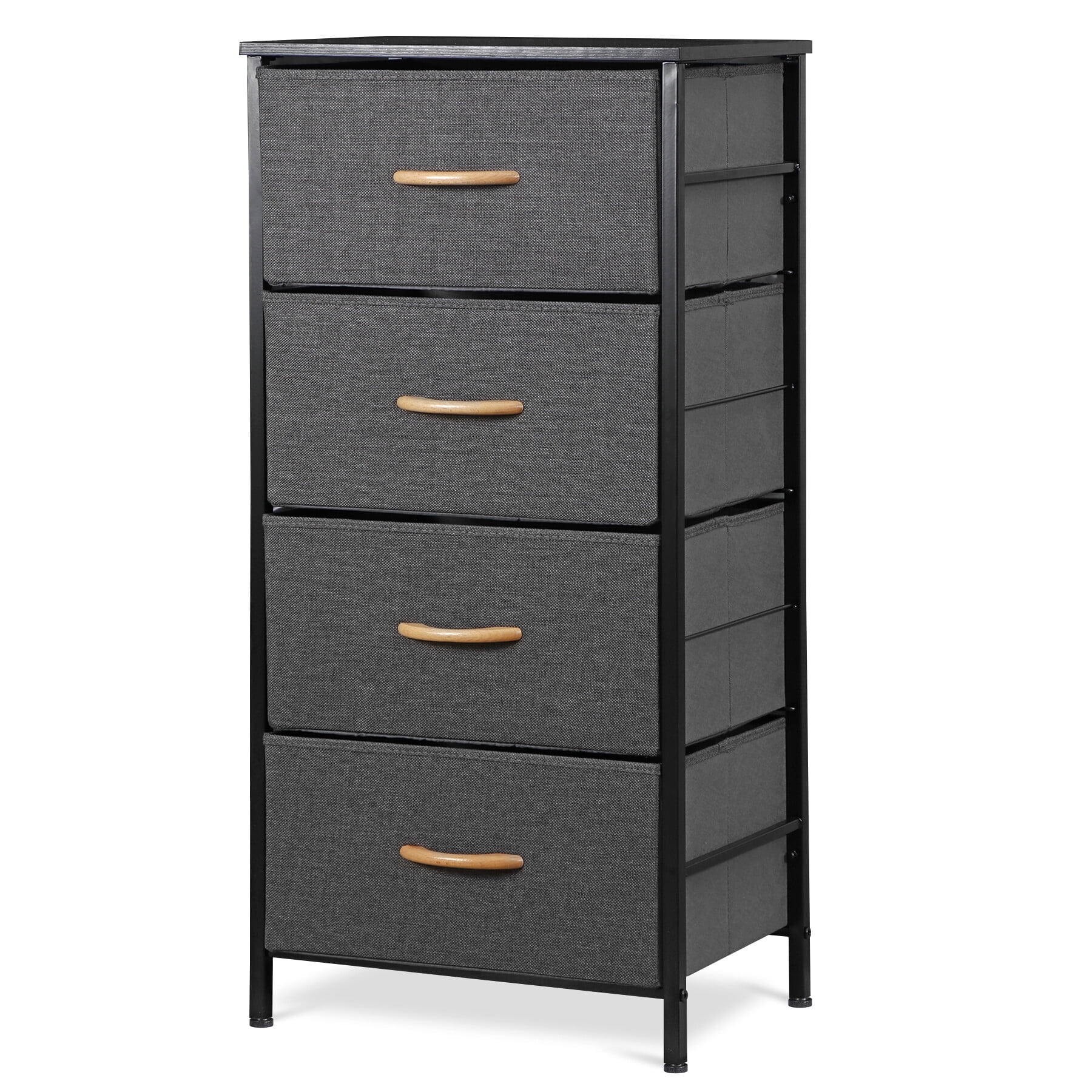 HomGarden 4 Drawer Storage Dresser Adult Kids Vertical Fabric Chest of Drawers Organizer Gray