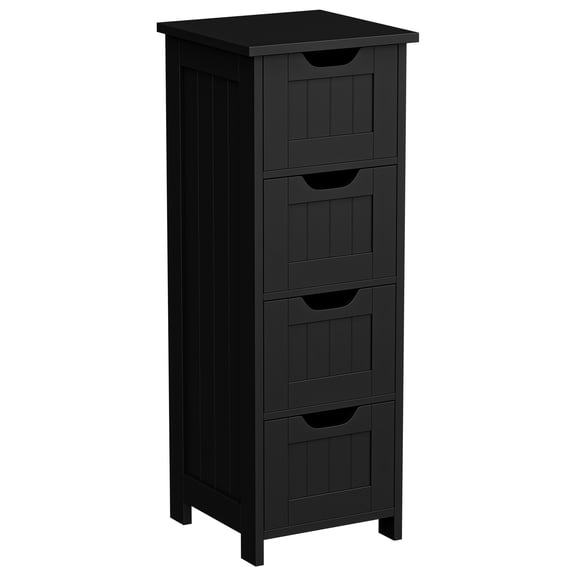 HomGarden 4 Drawers Small Bathroom Storage Cabinet Floor Side Cabinet, Black