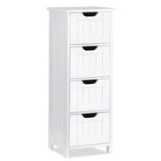 HomGarden 4 Drawers Small Bathroom Storage Cabinet Floor Side Cabinet, White