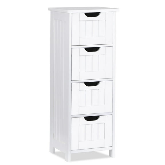 HomGarden 4 Drawers Small Bathroom Storage Cabinet Floor Side Cabinet, White