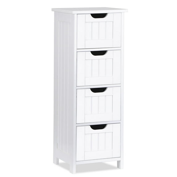HomGarden 4 Drawers Small Bathroom Storage Cabinet Floor Side Cabinet, White