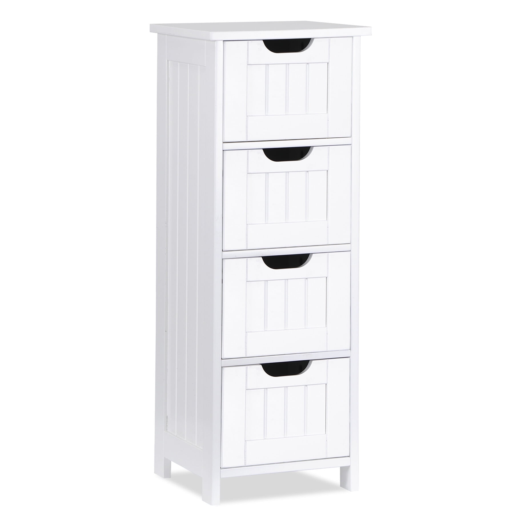 Zimtown Modern Storage Cabinet with 4 Drawer Dresser Home Bedroom Furniture White Finish 21.7 x 11.8 x 31.9