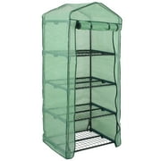 HomGarden 4-Tier Weatherproof Mini Greenhouse,Portable Indoor Outdoor Reinforced PE Cover,Green