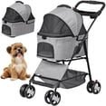 thumbnail image 1 of HomGarden 4 Wheels 3-in-1 Foldable Pet Dog Stroller W/Detachable Carrier for Small Dog Cat Max.44 lbs, Gray, 1 of 11