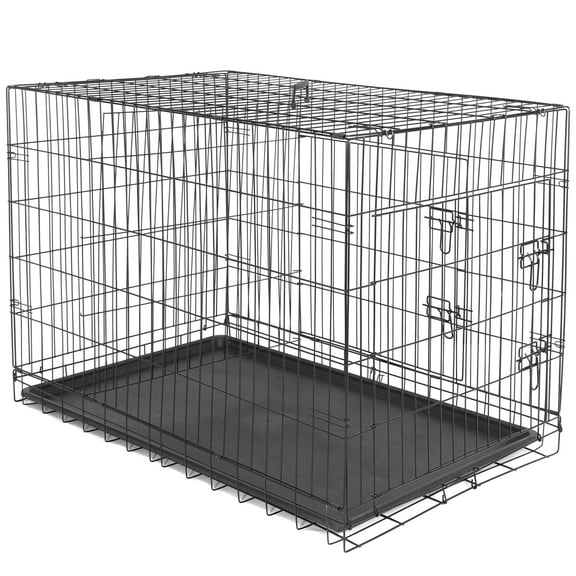 HomGarden 42’’ Foldable Large Dog Crate Kennel Double Door, Black