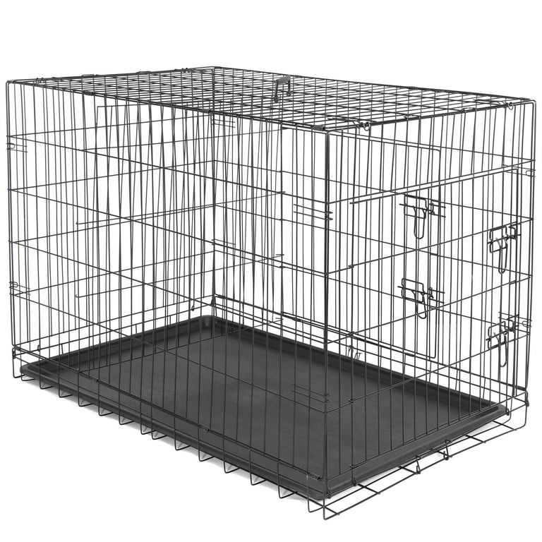 HomGarden 42'' Foldable Large Dog Crate, Double Door Heavy Duty