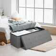 thumbnail image 1 of HomGarden 43'' Linen Storage Ottoman Bench, Foldable Footrest Stool W/ Divider, Light Gray, 1 of 11