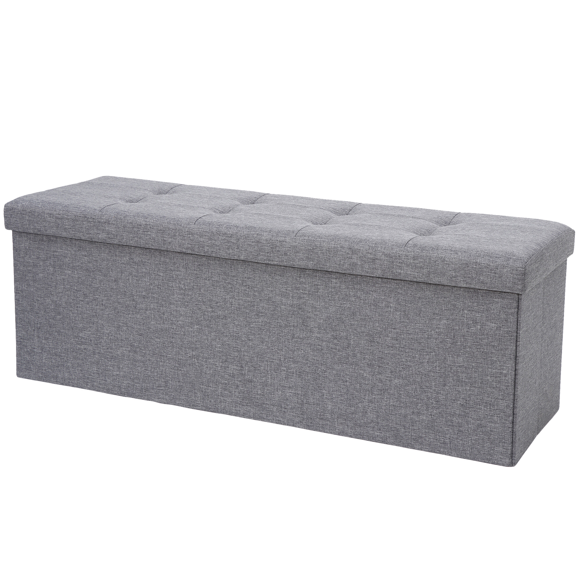 HomGarden 43'' Linen Storage Ottoman Bench Foldable Modern Footrest Stool W/ Divider, Gray - image 1 of 11
