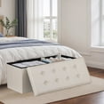thumbnail image 1 of HomGarden 43'' Ottoman with Storage Bench Faux Leather Foldable Foot Stool 660lbs W/Divider, Light Beige, 1 of 10