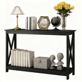thumbnail image 1 of HomGarden 47-in Modern Narrow Console Table 2-Shelves Wooden Sofa Side Table, Black, 1 of 11