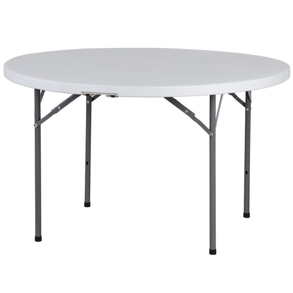 HomGarden 48" Round Bi-Folding Picnic Table 4FT Portable Plastic Dining Card Table Indoor Outdoor White