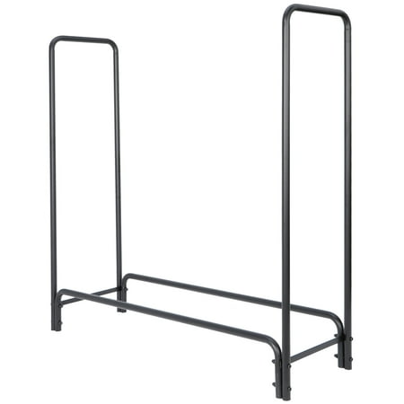 HomGarden 4FT Heavy Duty Firewood Storage Rack Indoor Outdoor Fireplace Steel Log Rack, Black