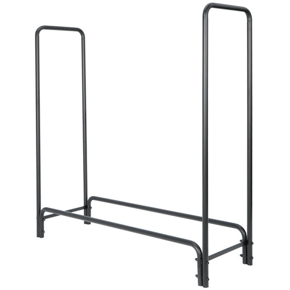 HomGarden 4FT Heavy Duty Firewood Storage Rack Indoor Outdoor Fireplace Steel Log Rack, Black