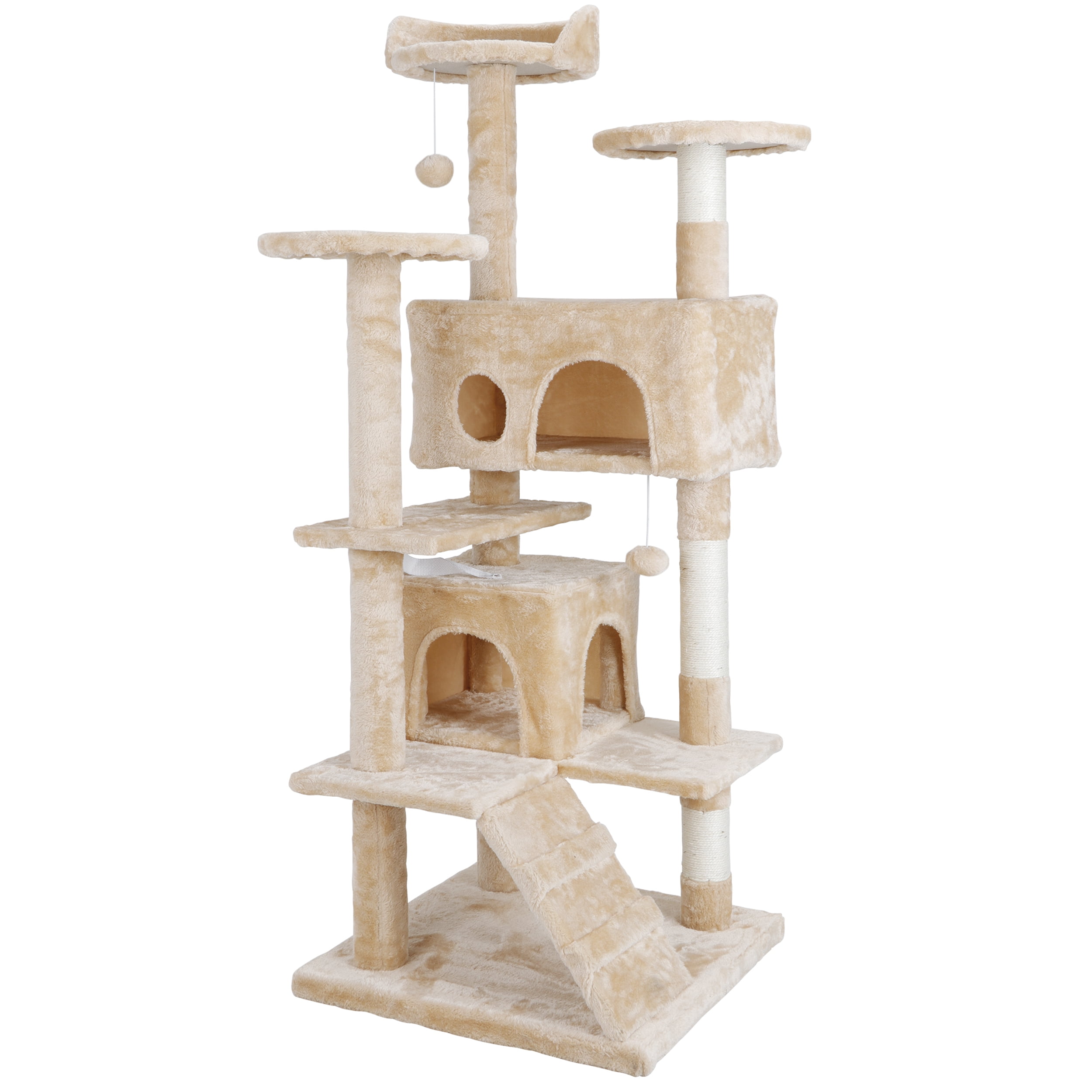 HomGarden 53'' Cat Tree Cat Tower Condo Multi-Level Kitten Play House Beige