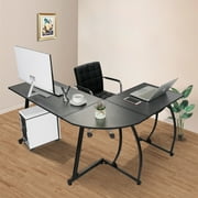 HomGarden 58  L-Shaped Computer Desk MDF Reversible Corner Desk Gaming Writing Workstation, Black