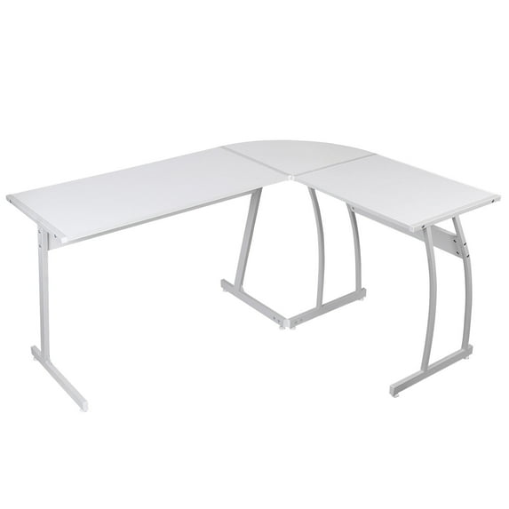 HomGarden 58” L-Shaped Computer Desk MDF Reversible Corner Gaming Writing Desk Adult White