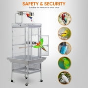 HomGarden 61-in 2in1 Large Rolling Bird Cage Iron Frame W/Perches & Play Top for Parrot Bird White