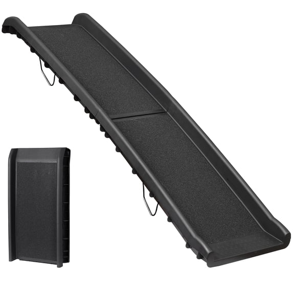 HomGarden 62-inch Folding Dog Ramp 150LBS Non-Slip Pet Car Ramp for Truck SUV Doorstep Porch Black