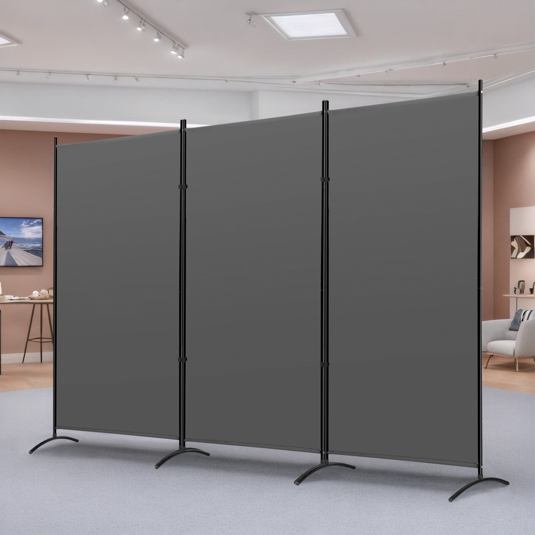 HomGarden 6FT Folding Room Divider 3 Panels Freestanding Partition Privacy Screens for Bedroom Home Office Studio, Gray