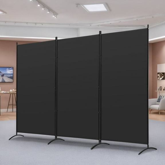 HomGarden 6FT Folding Room Divider 3 Panels Partition Privacy Screens Water-Resistant for Bedroom Home Office Studio, Black 101"W x 72"H