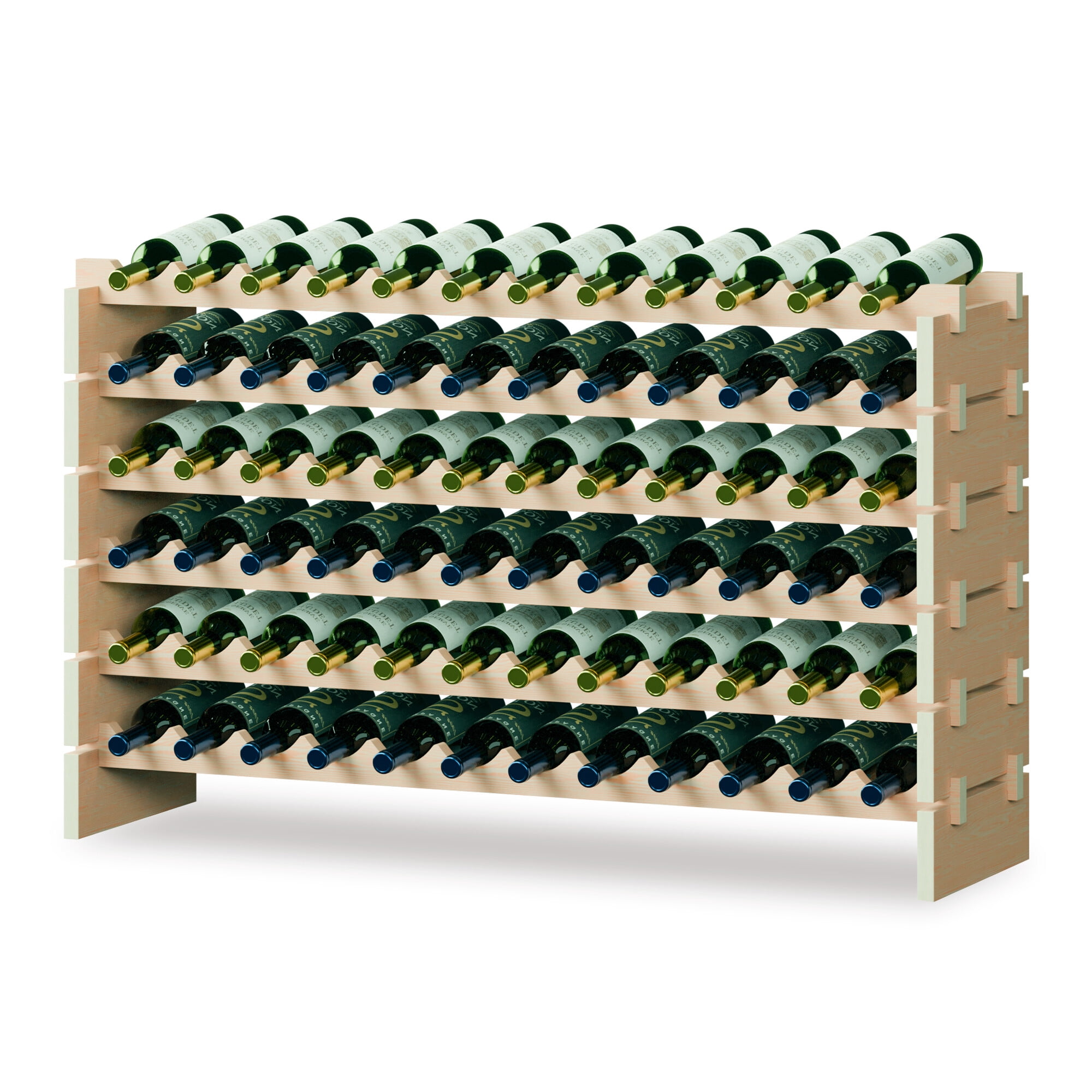 HomGarden 8 Tier 96 Bottle Wood Wine Rack Freestanding Corner Storage for Home Kitchen Natural Walmart
