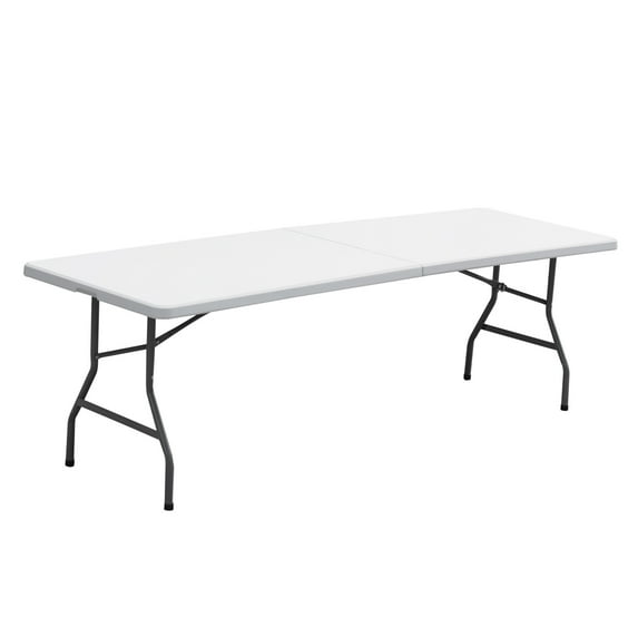 HomGarden 8FT Folding Utility Table Indoor Outdoor Picnic Camping Table W/Handle, White