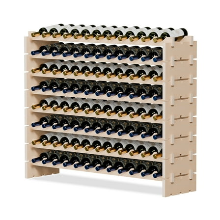 HomGarden 96-Bottles Wood Freestanding Wine Rack, 8 Tier Wine Storage Bar Furniture, Natural
