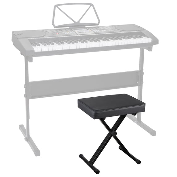 HomGarden Adjustable Piano Bench Collapsible X-Style Keyboard Stool Padded Seat, Black