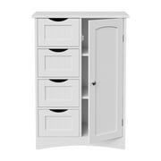 HomGarden Bathroom Floor Cabinet Kitchen Side Storage Organizer W/ 4 Drawers & 1 Cupboard, White