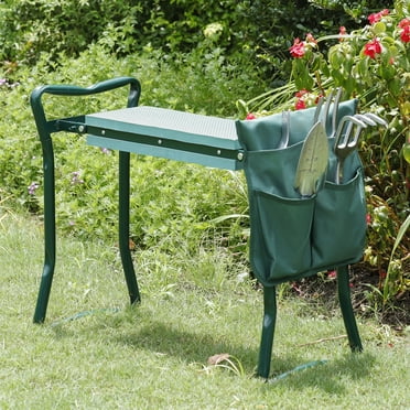HomGarden Foldable Garden Kneeler and Seat – Portable Bench Stool W/ Tool Pouch, EVA Foam Pad