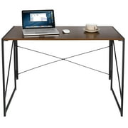 HomGarden Foldable Home Office Computer Desk, 39"Simple Writing Study Desk Space-Saving, Brown