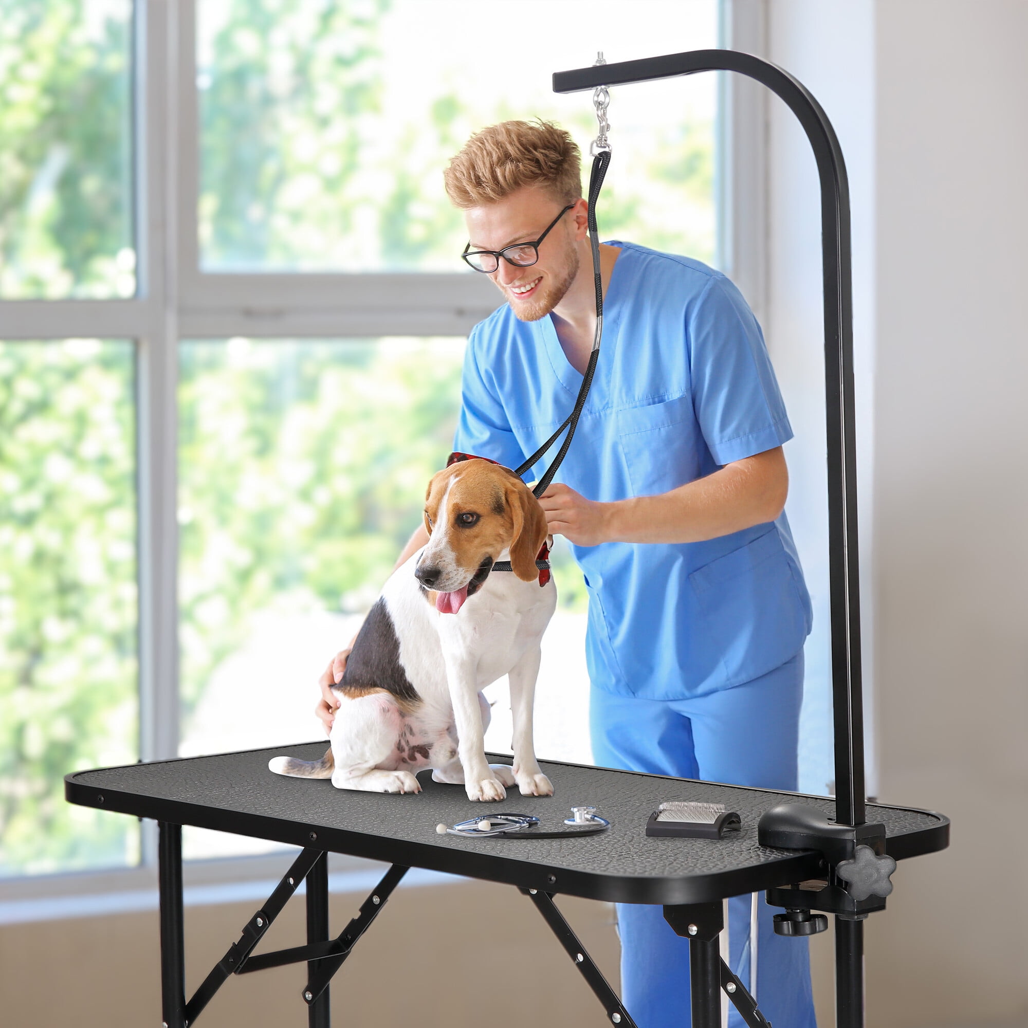 HomGarden 32" Foldable Pet Dog Grooming Table Adjustable Arm W/Clamp
