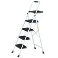 thumbnail image 1 of HomGarden Folding 4 Step Ladder Steel Step Stool W/Tool Tray& Handgrip, Non-Slip Wide Pedal, Safety Locking Max.330lbs White, 1 of 5