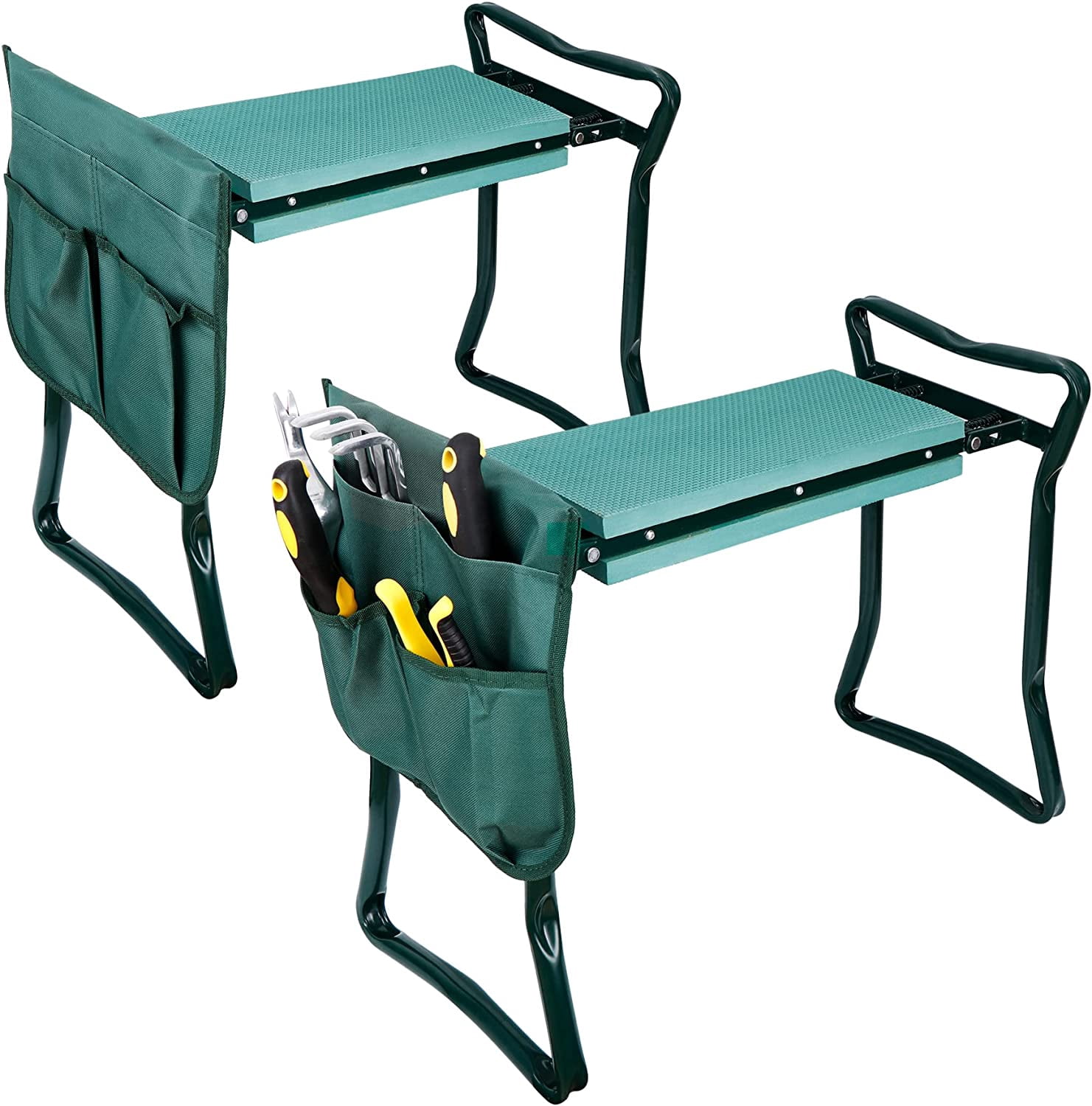 HomGarden Folding Garden Kneeler Seat Bench Stool w/Soft Kneeling Pad ...