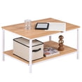 thumbnail image 1 of HomGarden Industrial Rectangle Wood Coffee Table Indoor Cocktail Table, Light Oak, 1 of 10