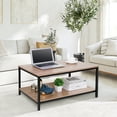 thumbnail image 1 of HomGarden Industrial Rectangle Wood Coffee Table Metal Cocktail Table, Natural, 1 of 10