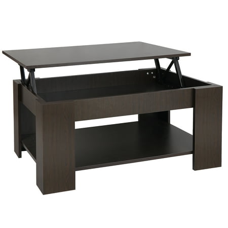 HomGarden Lift Top Rectangle Coffee Table Rising Tabletop W/ Hidden Compartment, Brown