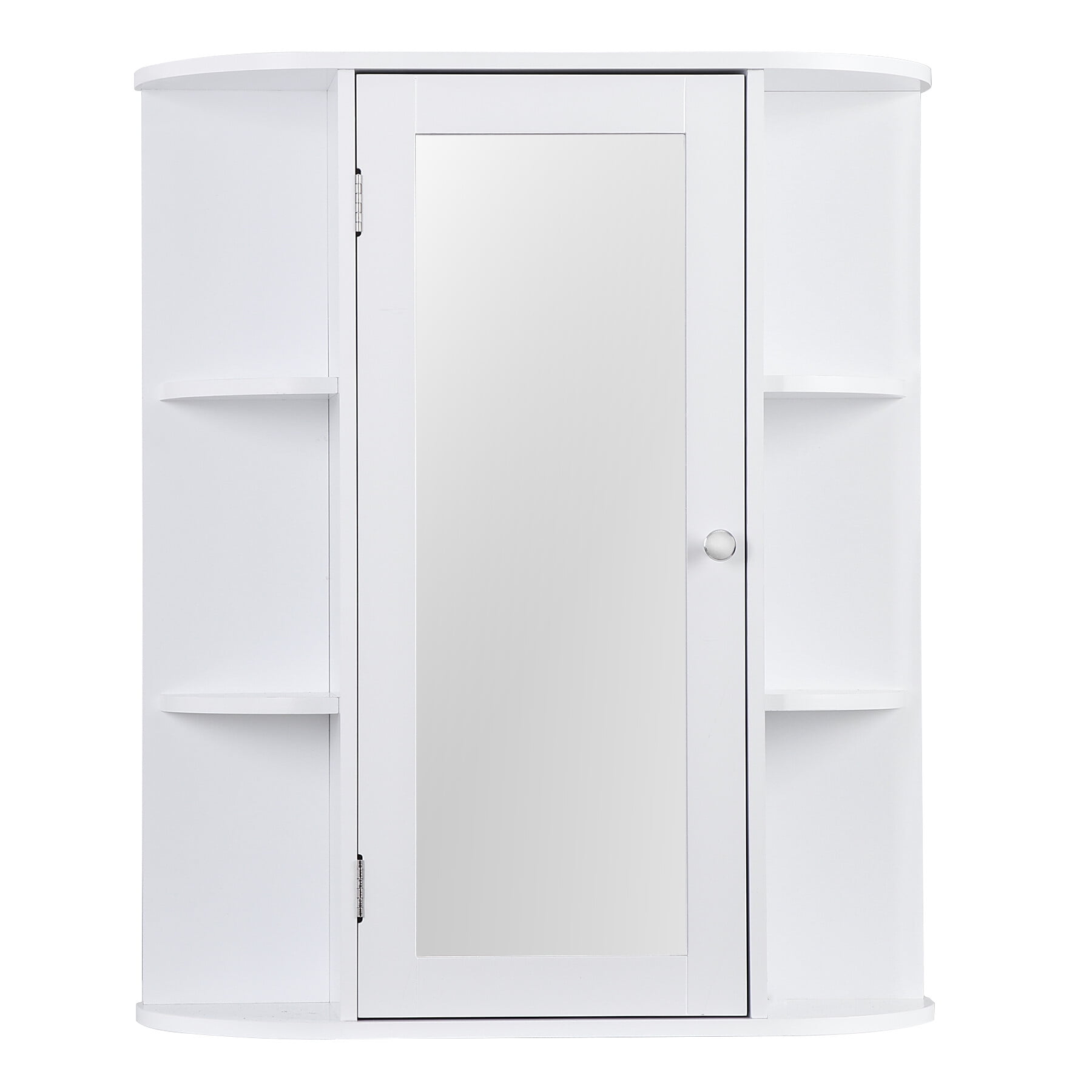 HomGarden Mirror Door Wall-Mount Bathroom Cabinet, Medicine Cupboard White, 6.5 W