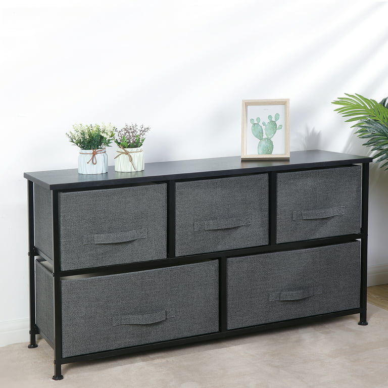 Homgarden Modern 5 Drawer Dresser, Wide Chest Fabric Storage Dresser Organizer Gray, Adult Unisex, Size: Small