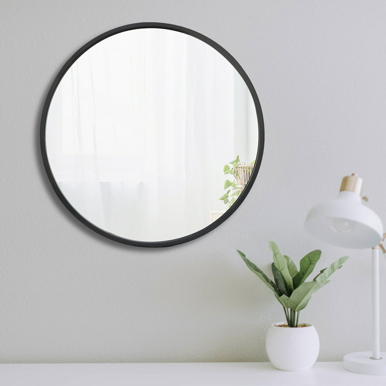 Black Round Mirror 12 Inch Small Metal Frame Mirrors for Wall with Wall  Mount