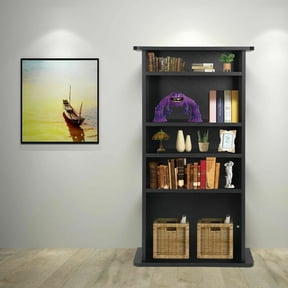 HomGarden Modern Multimedia Tower Adjustable Storage Cabinet for CDs DVDs Blue-Rays, Black