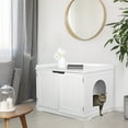 thumbnail image 1 of HomGarden Multi-Functional Cat Washroom Bench Hidden Cat Litter Box Enclosure Furniture White, 1 of 11