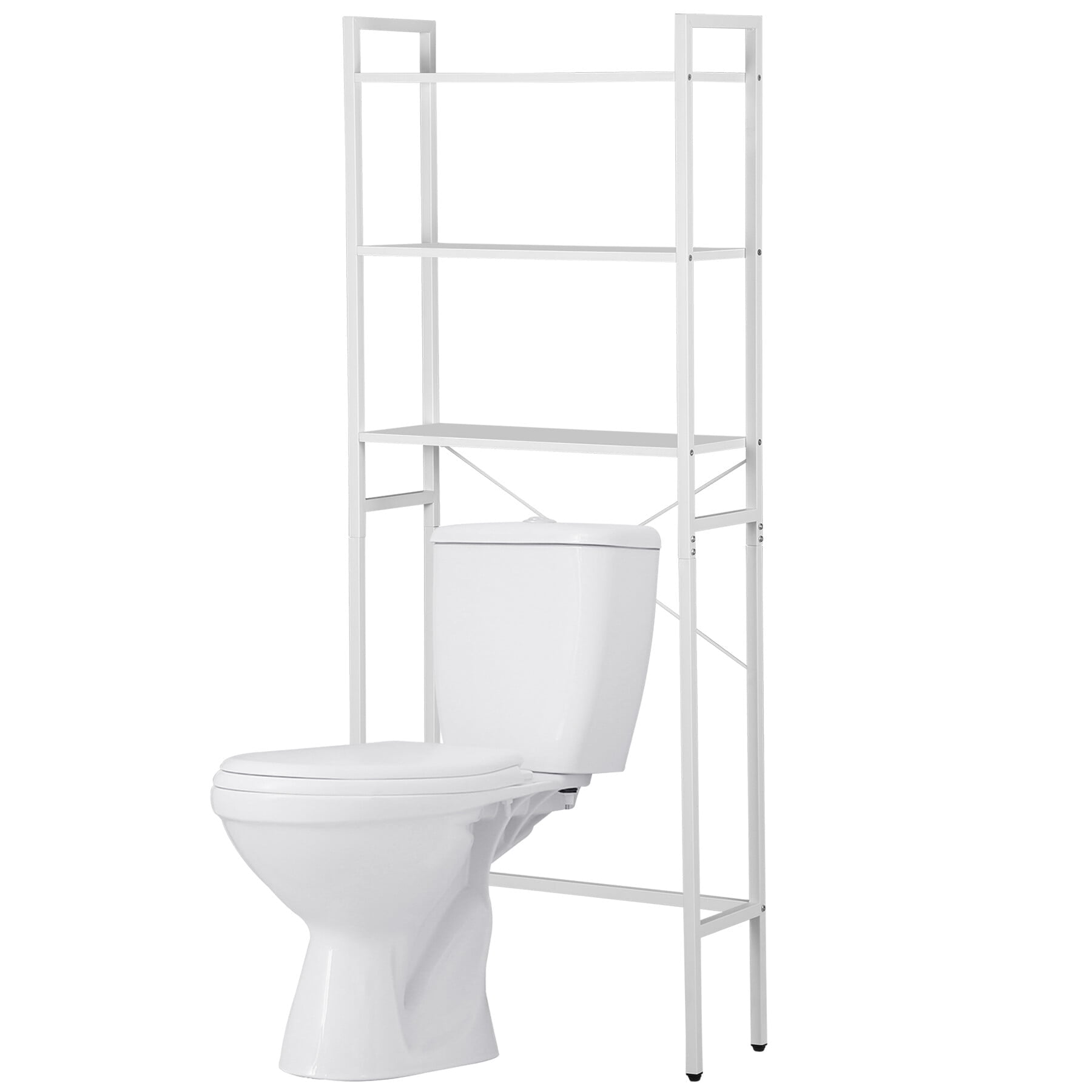 HomGarden Over The Toilet Storage 3-Shelf Bathroom Spacesaver MDF Organizer 24.8’’L x 64.4’’H White